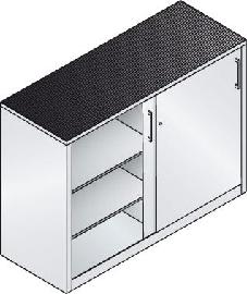 Schiebetürenschrank B1600xT600xH1000 mm RAL 7035, 4 Fachböden mit Mitteltrennwand CP Produktbild