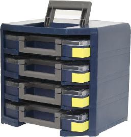 Trageschrank HandyBoxxserPolypropylen mit 4 Sortimentskoffern blau raaco Produktbild