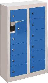 Kleinfach-Wandschrank H815xB460xT200 mm 2x6 Fächer RAL7035/5012 Türen glatt Produktbild
