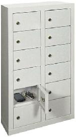 Kleinfach-Wandschrank H815xB460xT200 mm 2x6 Fächer RAL7035 Türen glatt Produktbild