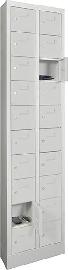 Kleinfachschrank m.SockelH1950xB460xT200 mm 2x10 Fächer RAL7035 Türen mit Etikettenrahmen Produktbild