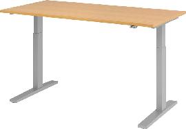 Schreibtisch höhenvers. 1600x800x700-1200 mm Gestell silber, Platte Buche Produktbild