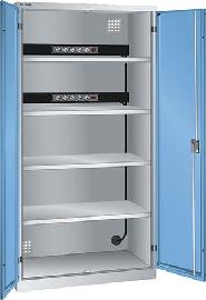 Ladeschrank Flügeltüren Ral 7035/5012 BxTxH 1000x580x1950 2x5 fach Schuko Produktbild