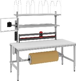 Verpackungstisch OK-V5 B1685xT800xH718-1018 mm manuell verstellbar Tischplatte Melamin Produktbild