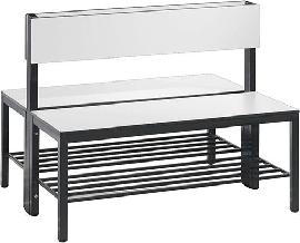 Doppelseitige Sitzbank, mit Rückenlehne und Schuhrost Produktbild