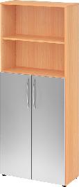 Regal 5OH, 3OH K: Buche / F: Silber 80x34,6x188 cm (BxTxH) Türen unten BM 4770 Produktbild