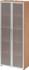 Glastürenschrank , 5 OH K: Nussb./F:Rahm.Silb./MG80x34,9x188 cm (BxTxH) 4200 BM Produktbild