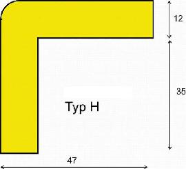 Eckschutzprofil Typ H, L 1000 mm gelb/schwarz selbstklebend Dancop Produktbild