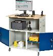 Computer-Tisch B1100xT800xH1100 mm RAL 7035/5010 mobil ohne Monitorgehäuse Produktbild