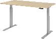Schreibtisch höhenvers. 1600x800x640-1290 mm Gestell silber, Platte Eiche Produktbild