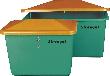 Streugutbehälter 1100 l B1630xT1210xH1010 mm ohne Entnahmeöffnung grün/orange CEMO Produktbild