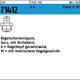 Kegelschmiernippel, gerade/axial DIN 71412 Edelstahl A4 Form A AM 8 x 1 SW 9 Produktbild