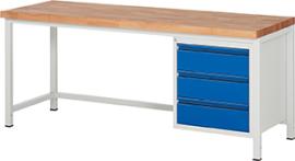 Werkbank Basic-8 m. 3S, RAL 7035/5012 Produktbild