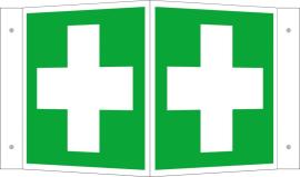 Hinweisschild Alu B200xH200 mm Winkel Erste Hilfe langnachleuchtend Produktbild