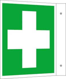 Hinweisschild Alu B200xH200 mm Fahne Erste Hilfe langnachleuchtend Produktbild
