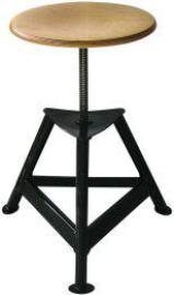 Bandstahl-Drehhocker Holz Rundsitz, RAL 9005 Dreibein, Höhe 400-600mm Sitzfläche D 350 mm Produktbild