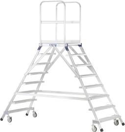 Z600 Podest-Treppe, fahrbar, beidseitig begehbar, mit Leichtmetall-Stufen und Plattform Produktbild