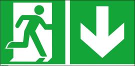 Notausgang rechts mit Zusatzzeichen abwärts Produktbild