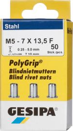 PolyGrip® Mehrbereichs-Blindnietmutter Mini Pack Stahl, Standard, Flachrundkopf Produktbild