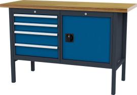 Kastenwerkbank, 1500 mm, 4 Schubladen, 1 Tür Produktbild