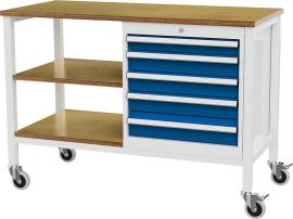 Mobile Kastenwerkbank, Breite 1300 mm, 5 Schubladen Produktbild