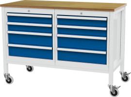 Mobile Kastenwerkbank, Breite 1300 mm, 8 Schubladen Produktbild