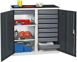 Werkzeug- und Materialschrank Serie 3000, 9 Schubladen, 2 Wannenböden, Mitteltrennwand Produktbild