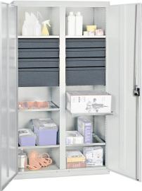 Werkzeug- und Materialschrank Serie 3000, 6 Schubladen 100 mm, 2 Schubladen 200 mm, 6 Wannenböden, Mitteltrennwand Produktbild