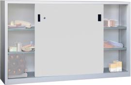 Schiebetürenschrank mit Vollblechtüren und Mitteltrennwand, Böden verzinkt, Breite 2000 mm Produktbild