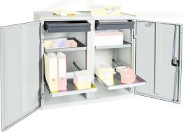 Werkzeug- und Materialschrank Serie 3000, 2 Schubladen, 4 Wannenböden und Mitteltrennwand Produktbild