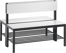 Doppelseitige Sitzbank, mit Rückenlehne und Schuhrost Produktbild