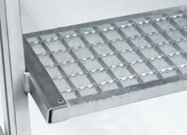 Aluminium-Podesttreppe, zweiseitig begehbar, Stufen- und Plattform-Ausführung: Stahl-Gitterrost Produktbild