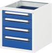 Unterbau-Container B480xT600xH545mm RAL 7035/5010 4 Schubladen Produktbild