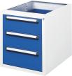 Unterbau-Container B480xT600xH545mm RAL 7035/5010 3 Schubladen Produktbild