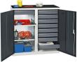 Werkzeug- und Materialschrank Serie 3000, 9 Schubladen, 2 Wannenböden, Mitteltrennwand Produktbild