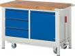 Werkbank mit Fahrgestell Basic-8 1250x700x880mm, 3S-1T-1FB, RAL 7035/5012 Produktbild