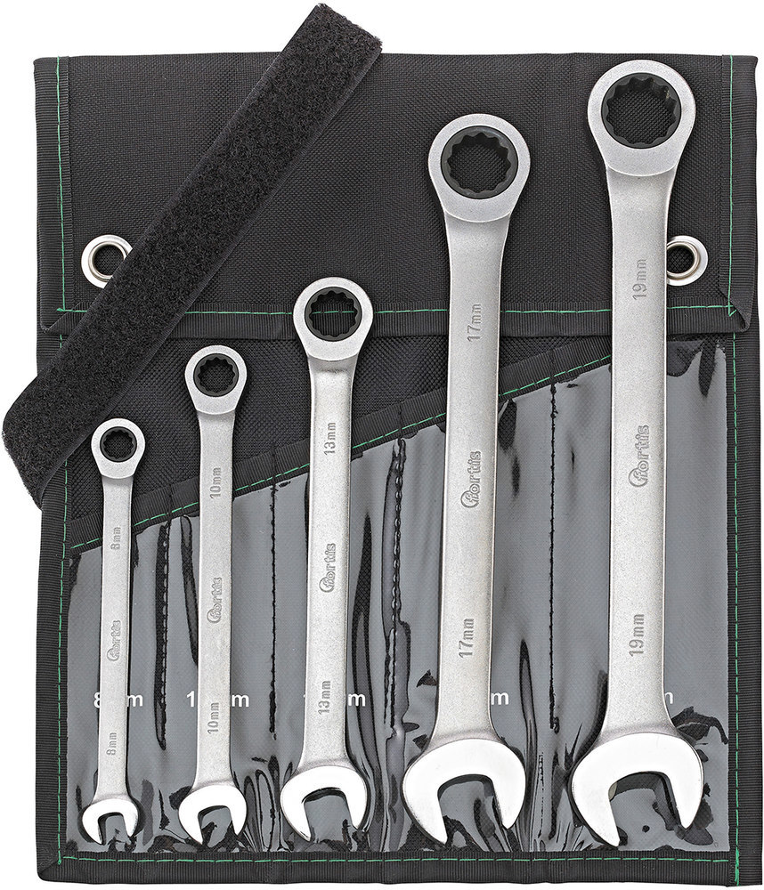 FORTIS Ratschenschlüssel-Satz in Rolltasche gerade 8-19mm 5-teilig Produktbild img1 L