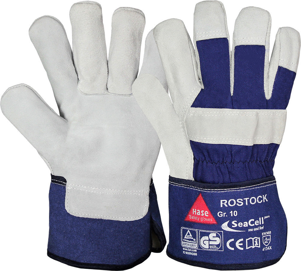 Hase Safety Gloves Mechanischer Lederhandschuh Rostock SeaCell®, Kat. II, blau, Größe 10 Produktbild img1 L