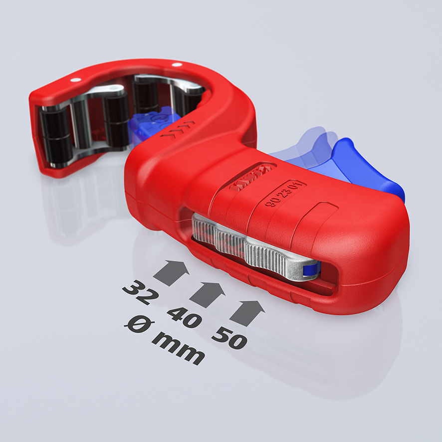 KNIPEX Rohrschneider für Kunststoff-Abflussrohre mit Kst. überzogen 202mm 90 23 01 BK Produktbild img30 L