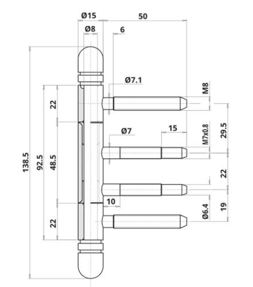 ELLEN Design-Türband Rundkopf, 3tlg. komplett Typ 343, mit Nb, vernickelt matt, Rollen ø 15mm, TG 60kg Produktbild img2 L