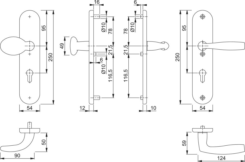 HOPPE SI-WSG 76G/3331/3410/1515,LS ov.,12mm,ES1/PZ 72/8,F1,TS 41-46 Produktbild img2 L