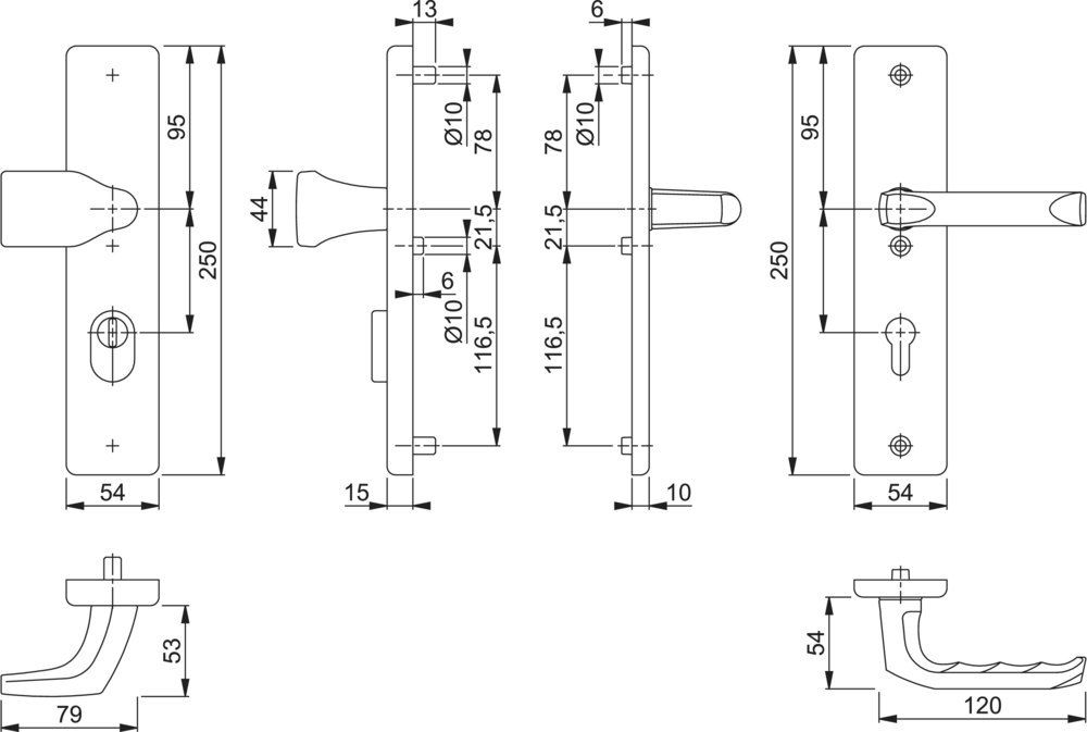 HOPPE SI-WSG 78G/2222ZA/2410/113,LS eck.,15mm,ES1,ZA/PZ 72/8,F1,TS 41-46 Produktbild img2 L