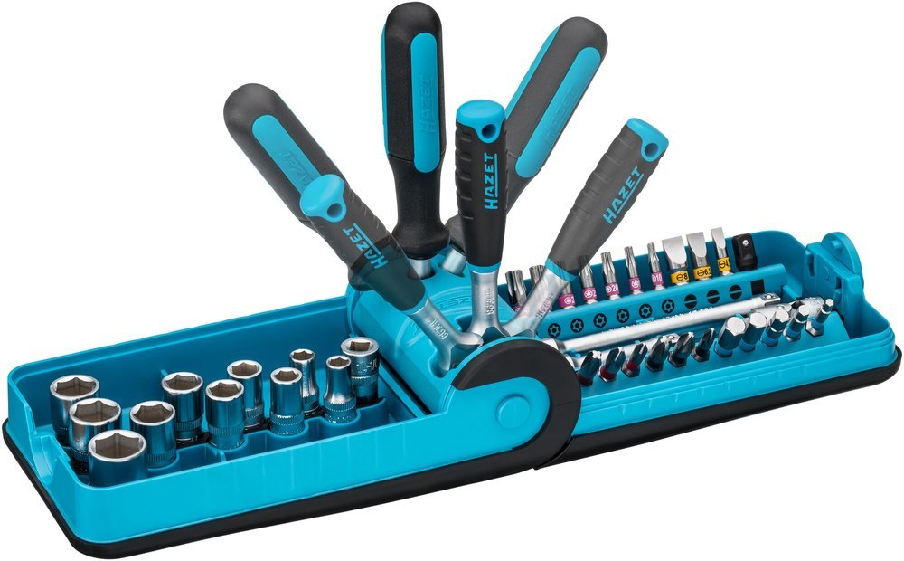 HAZET Steckschlüssel- und Bit Satz „Smart Case“ 856-1HP ∙ Vierkant6,3 mm (1/4 Zoll), Sechskant6,3 (1/4 Zoll) ∙ Außen Sechskant-Tractionsprofil, Schlit Produktbild img1 L