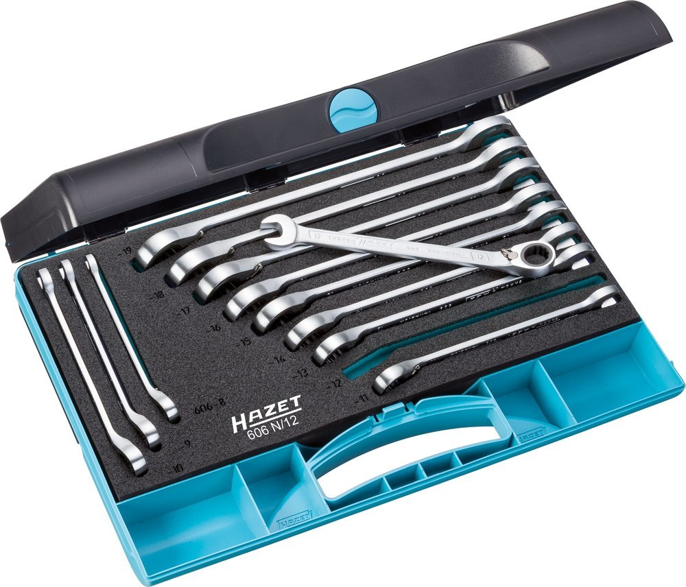 Hazet Knarren-Ring-Maulschlüssel-Satz 606N/12, 8-teilig, 12 - 19mm Produktbild img1 L