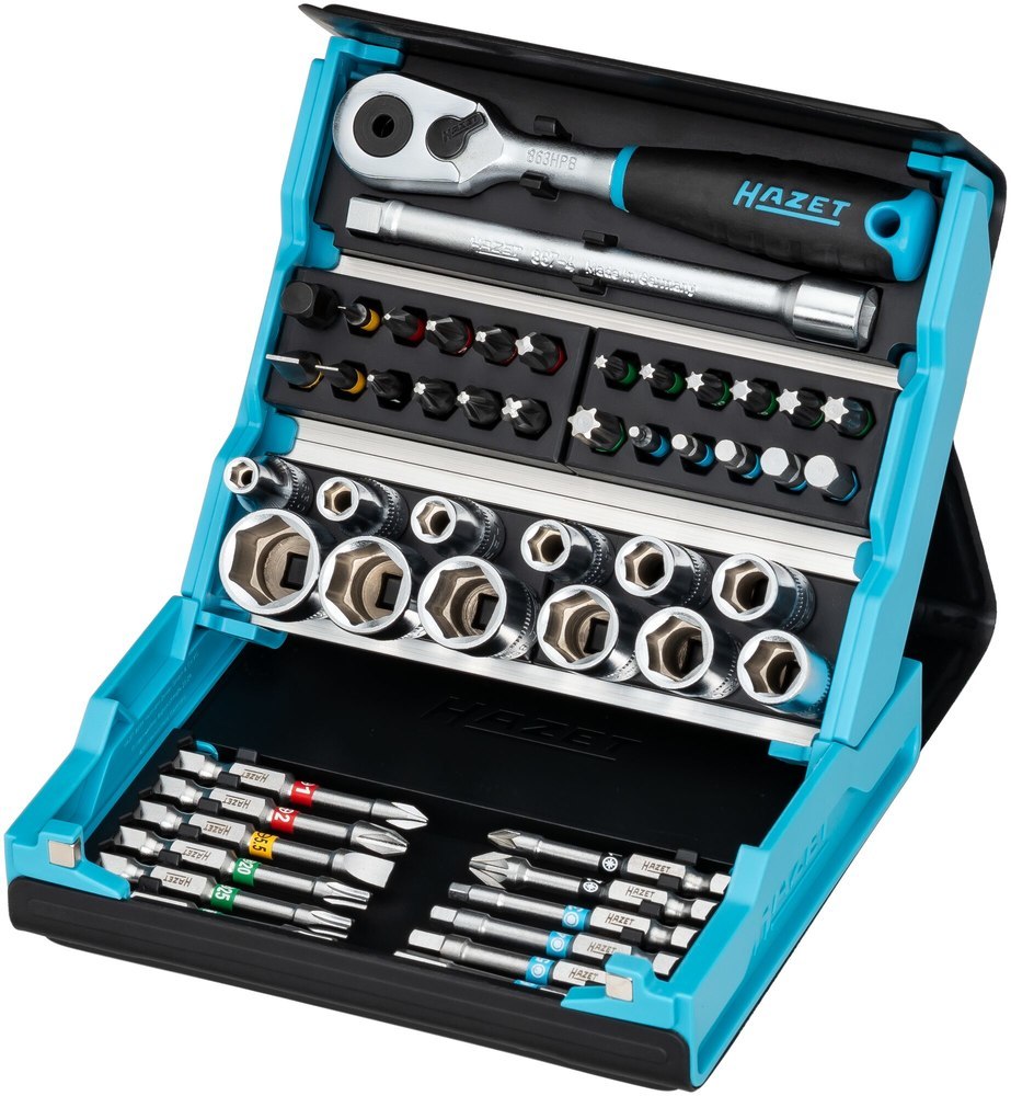 HAZET SmartCase Steckschlüssel Satz 2200SC-2 ∙ Sechskant6,3 (1/4 Zoll), Vierkant6,3 mm (1/4 Zoll) ∙ Außen Doppel-Sechskant-Tractionsprofil, Schlitz Pr Produktbild img5 L