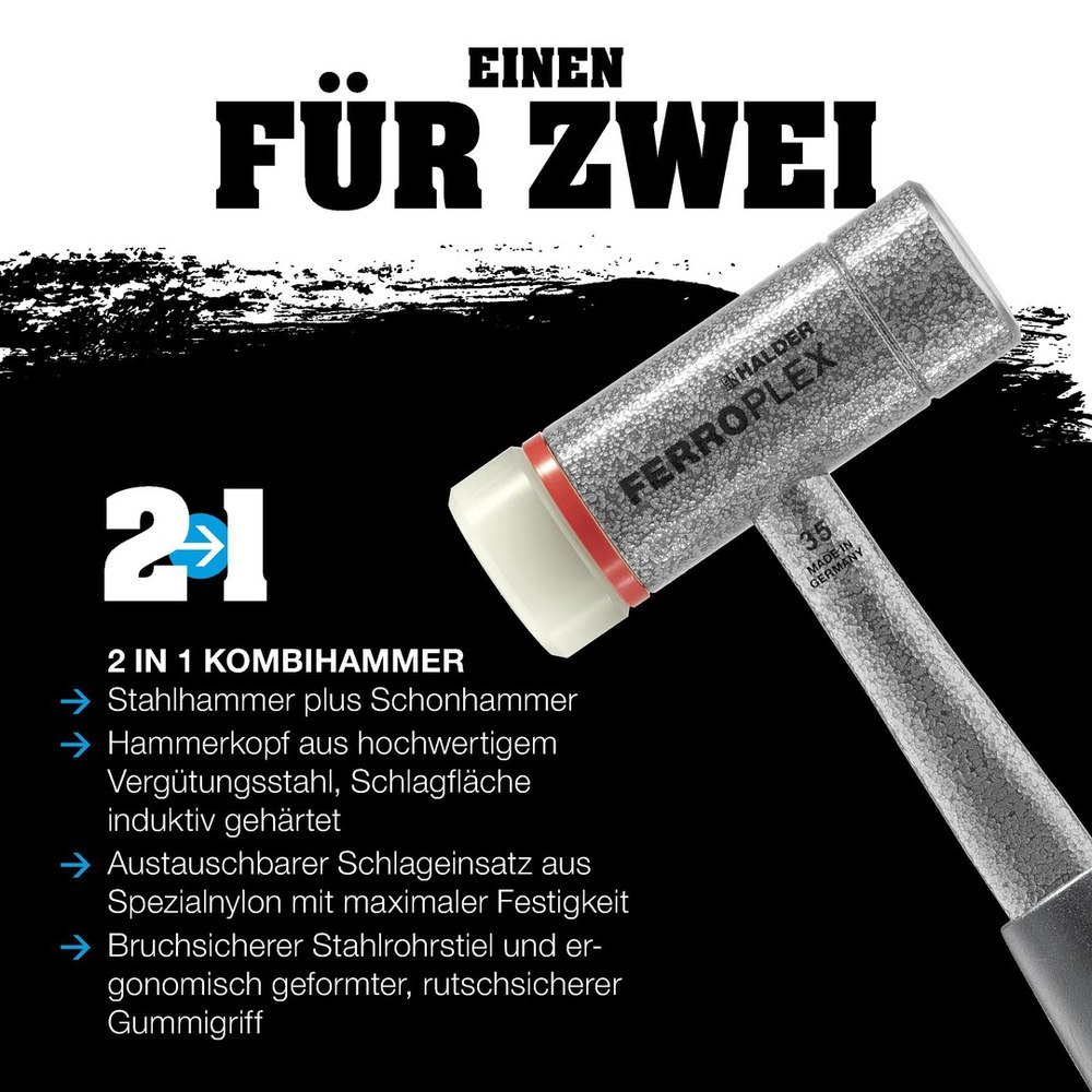 Halder FERROPLEX-Kombihammer, Schlosser- und Schonhammer in Einem Produktbild img3 L