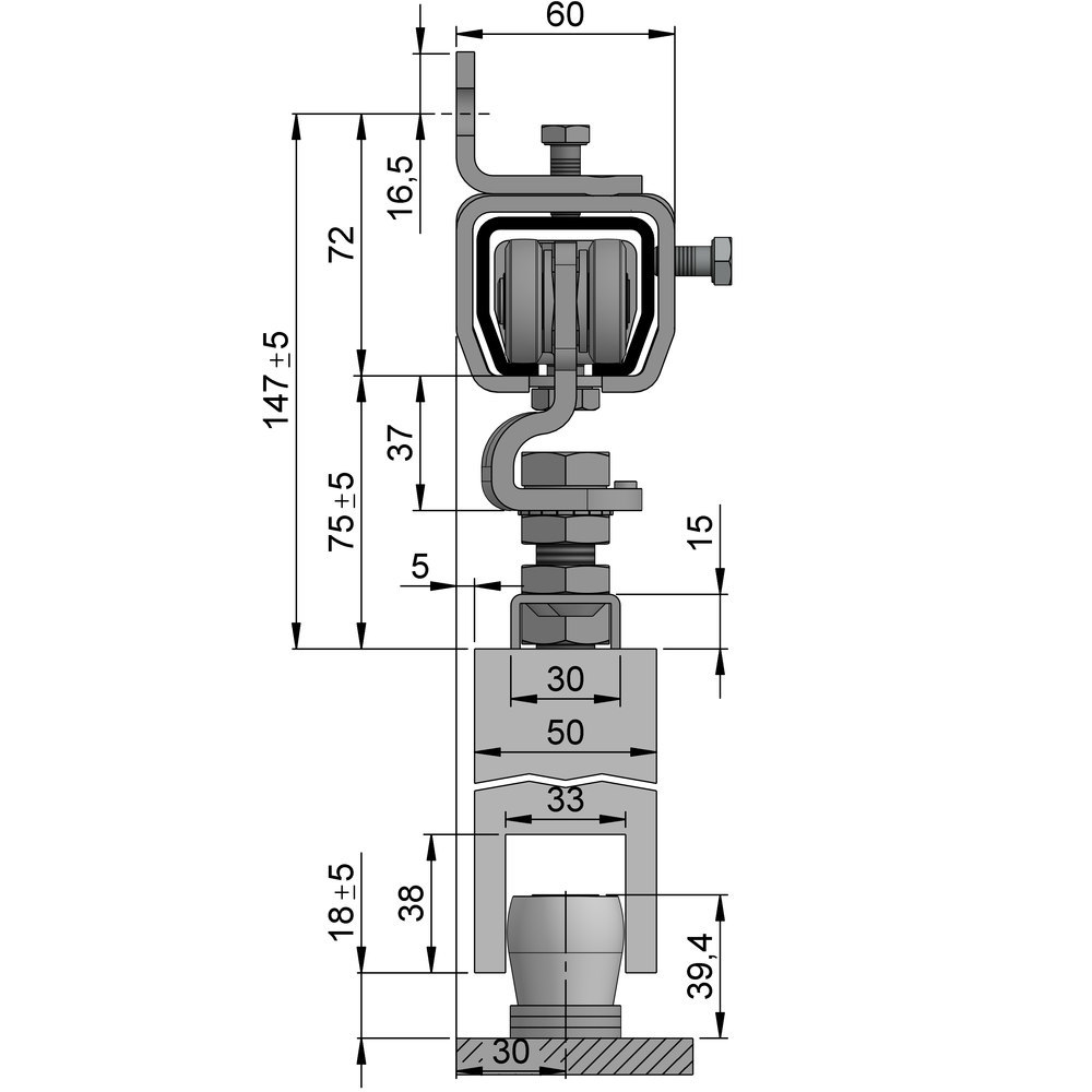 HELM WOELM,  Schiebetorbeschlag, SP 300/400, 2000m Produktbild img3 L