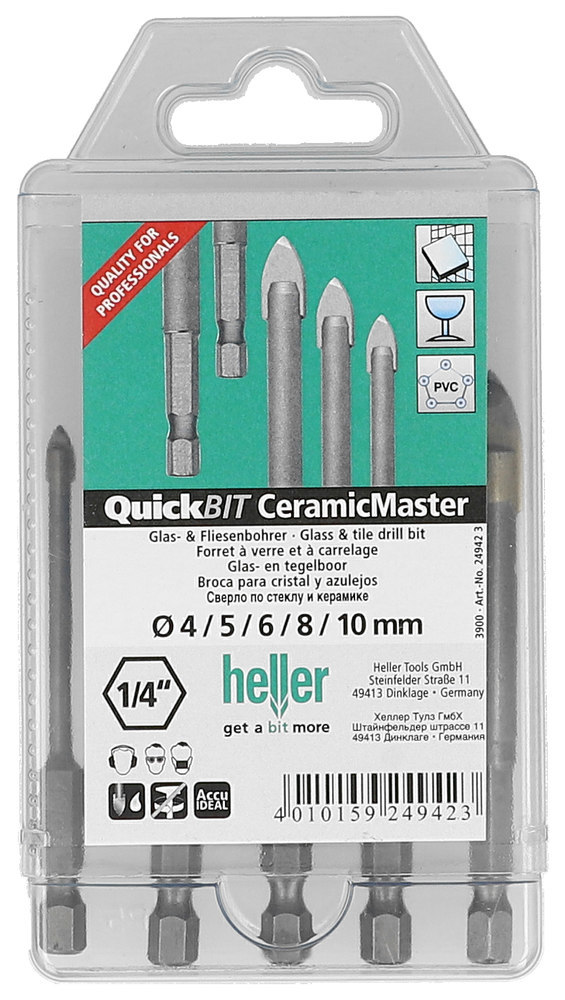 heller QuickBit CeramicMaster, 1/4"-Sechskantschaft, Set 5-teilig Ø 4/5/6/8/10 mm Produktbild img1 L