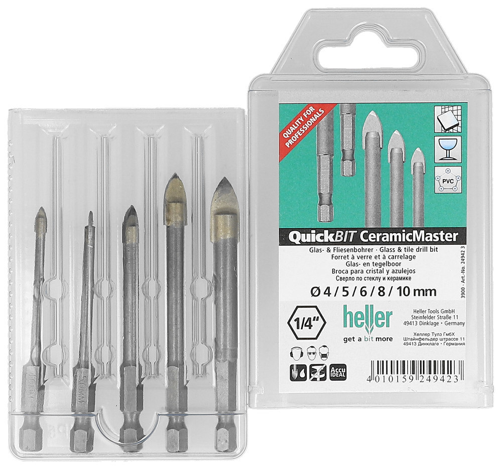 heller QuickBit CeramicMaster, 1/4"-Sechskantschaft, Set 5-teilig Ø 4/5/6/8/10 mm Produktbild img4 L