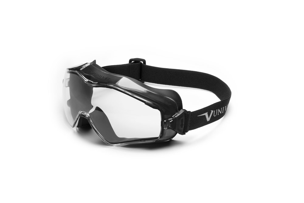 UNIVET Vollsichtbrille 6x3 Black Edition, klar Rahmen schwarz, Scheibe PC, AF / AS / UV Produktbild img1 L